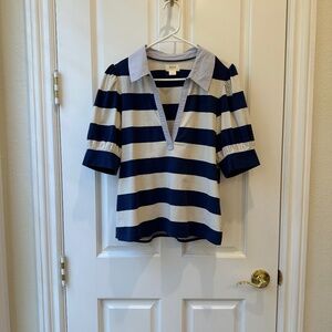 Maeve Navy and Cream Striped Top